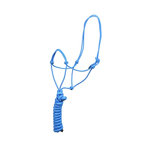 SIE Rope Halter for Horses with 8 ft Lead Rope 4 knot Horse Halters (Blue), 8 feet