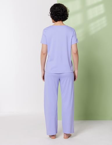 Image of Symbol Premium Women's Cotton Rib T-Shirt and Pajama Night Suit | Two Piece Set | Regular Fit (Available in Plus Sizes)