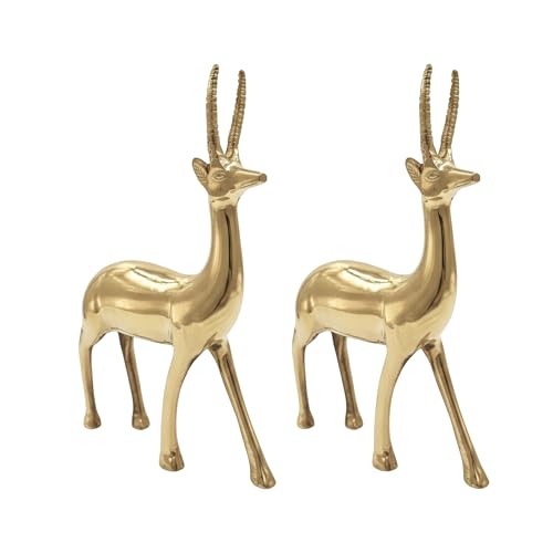 Image of Brass Deer Pair Statue | Weight - 1670 G Approx | Vastu Shastra & Feng Shui Remedies | Home Decor | Vastu Remedy | Size- 9 Inch Approx | Pack of 2
