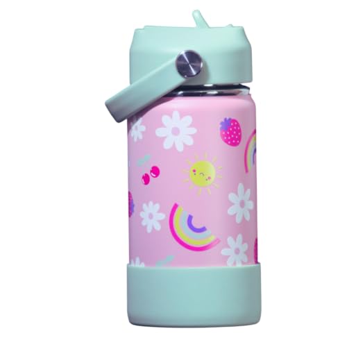 Image of TOM & BELL Kids 350ml Thermos Sipper Bottle for Kids | Toddlers Bottle|Stainless Steel Hot & Cold Water Bottle | Double Walled Vacuum Flask| Rust Resistant| Leakproof. (Pink350)