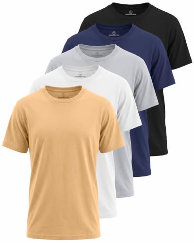 Image of 5 Pack Boys' Cotton T Shirts Crew Neck Plain Short Sleeve Tops Kids Teens