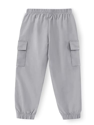 Image of Trampoline Kids Joggers Trackpants Pack of 2 - Charcoal Grey & Grey | Knit Cotton Blend Cargo Style Pants for Boys & Girls | Soft Elastic Waist Track Bottoms with Pockets | Comfy Everyday Activewear
