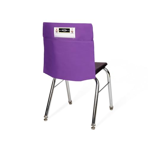 Image of Seat Sack Student Chair Storage Pocket - 15 inch, Single Pocket, Classroom Organizer for Student Desks, Durable Over-the-Chair Storage, Purple, 1-Pack