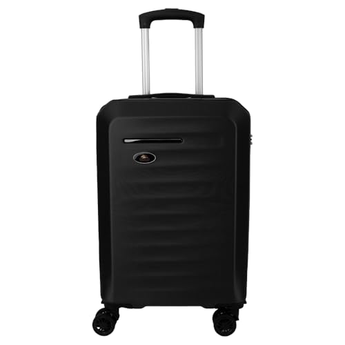 Mala de Viagem de Bordo Expansível Fibra Rígida ABS com Rodas duplas de engate removível que giral 360º e cadeado acoplado (Preto)