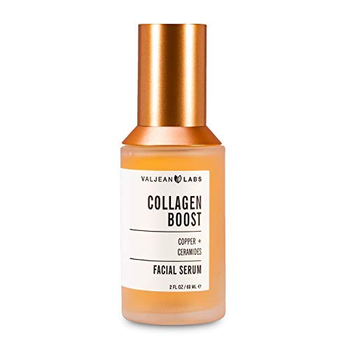 Valjean Labs Collagen Boost Facial Serum | Antioxidant Rich Copper + Ceramides | Helps Improve Elasticity and Lock in Moisture | Paraben Free, Cruelty Free, Made in USA (2 oz)