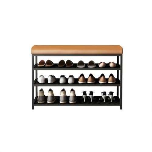 Banc d'entrée avec rangement pour chaussures résistant et compact orange