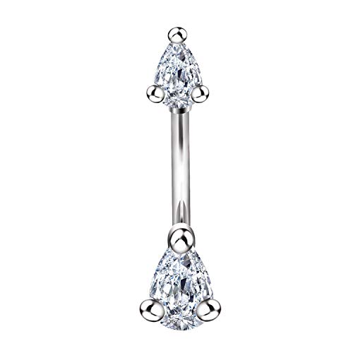 RUBOBUC El Acero Inoxidable 14G 316L cuelga los Anillos del Ombligo para los Anillos del Ombligo de la joyería Piercing del Cuerpo de Las Mujeres (Plata)
