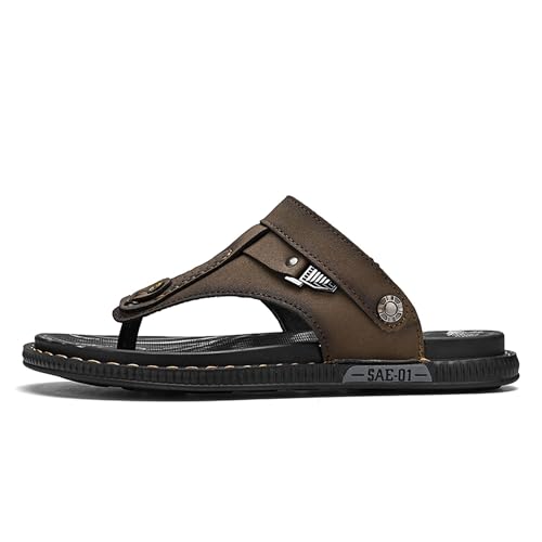 Premium Men's Leather Flip Flop Sandals with Textured Rubber Anti Slip Sole Versatile Wearable as Slippers or Sandals Handcrafted Stylish Casual Footwear2