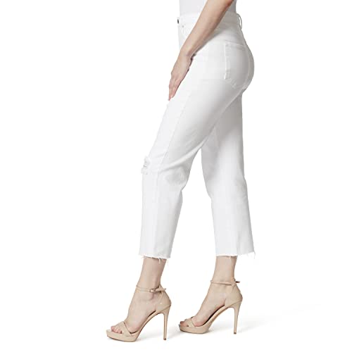 Jessica Simpson womens Spotlight High Rise Slim Straight Crop Jeans, White - Destruction, 25 US2