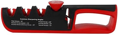 Professional Kitchen Knife Sharpener,4 Stage Manual Knife Sharpeners with Non-Slip Base Multifunction Knife Grinder Tungsten Steel,Emery,Ceramic Rod,Pull Through Knife Sharpener for Chef Home Use
