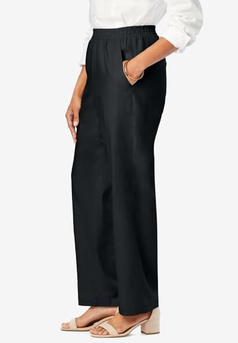 Jessica London Women's Plus Size Lightweight Linen-Blend Straight-Leg Pants3