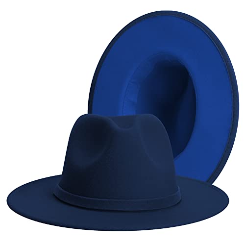 Wide Brim Fedora Hats for Women & Men Classic Dress Panama Hat Adjustable Felt Hat with Band