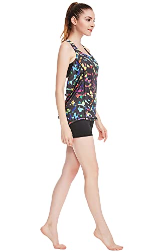 icyzone Women's Yoga Top with Built in Bra Workout Gym Shirt Sport Tank Tops