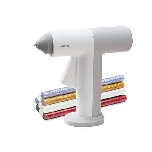 HOTO Cordless Hot Glue Gun, Minimalist Style, 30s Heating Fast, Smart Power-Off, Compact Size, Intelligent Temperature Control, USB-C Rechargeable,10 Glue Sticks for Crafts, DIY Arts, Home Repairs