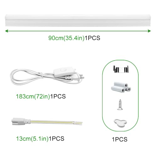 Image of LightingWill 4FT T5 LED Shop Light, 20W 3500K Warm White, Linkable Integrated Light Fixture, Under Cabinet and Ceiling Light, Built-in On /Off Switch, 1 Pack