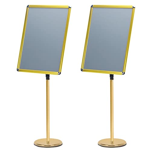 Preisvergleich Produktbild HBLZGBL 2X Infoständer A2 Aluminium Plakatständer Höhenverstellbar Posterständer Informationsständer Präsentationsständer Werbeständer mit Sicherheitsecke (Color : Gold)