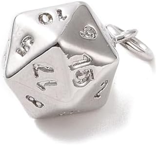10Pcs Brass Polyhedral Dice Pendants Silver Color Mini Faceted Dice Charms for DIY Necklace Bracelet Jewelry Making image 5