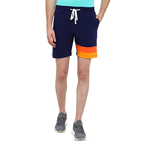 Image of AM SWAN Mens Premium Cotton Colourblocked Printed Stylish Comfort Knee Length Shorts