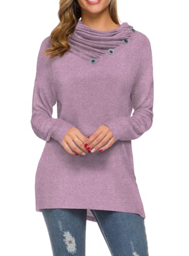 Image of WEACZZY Women's Long Sleeve Shirts Button Cowl Neck Casual Loose Tunic Tops Blouse Dressy Fashion 2026
