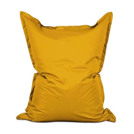 Lumaland - Poltrona a sacco gigante XXL, 140 x 180 cm, cuscino impermeabile per interni ed esterni con oltre 3 milioni di perline EPS adattabili, con rivestimento lavabile, colore giallo senape