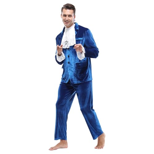 OEBLD Blue 60s Costume Groovy Austin Costumes Swinge rFor Men 1960s Powers Movie Halloween CostumesSpy Costume Adult