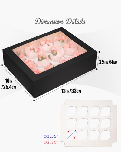 50% Off qiqee Cupcake Boxes with Window, 40PCS Black