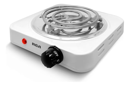 Recopilación de Estufas Electricas . 48 RCA Parrilla Eléctrica RC1000A con Resistencia en Espiral de 14 cm, Control de Temperatura Ajustable con 5 Niveles, Luz Indicadora, Diseño Compacto en Blanco, Perfecta para...