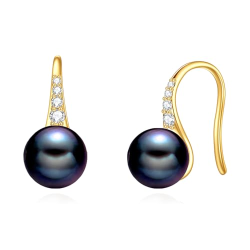 14K Gold Freshwater Pearl Earrings Solid Gold Dangle Drop 8 MM Pearl Earrings Jewelry Gifts for Women (drop)