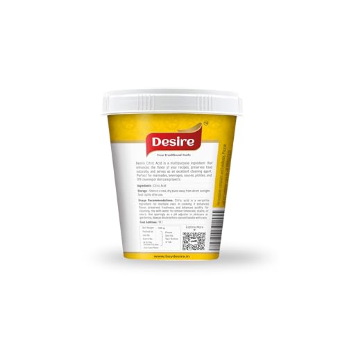 Image of Desire Pure Citric Acid Crystals 200g | 100% Food Grade Nimbu Sat | Natural Preservative & Flavor Enhancer | For Cleaning, Cooking, Pickling & Household Use