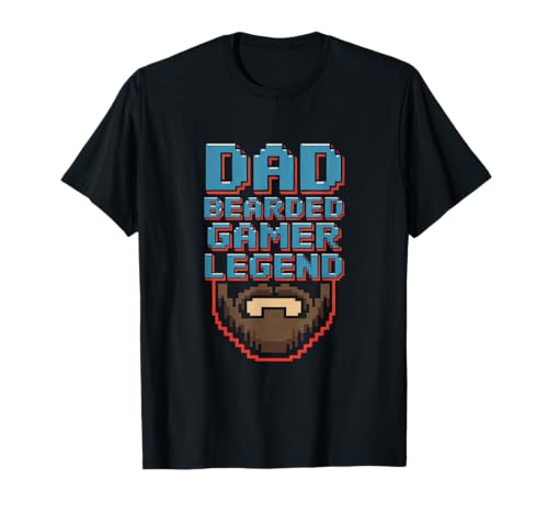 Funny Bearded Gamer Dad Gaming Dad Beard Legend Father's Day Maglietta