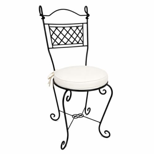 Marroquí mediterraner Hierro silla de jardín silla balcón silla silla de metal, forjado a mano Rioja – Incluye Cojín para silla.