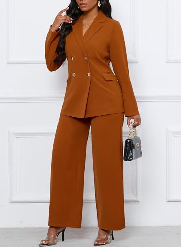 Chic Women's Reddish Brown Two-Piece Blazer & Pants Set - Image 4