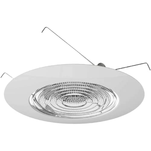 6" Inch Fresnel Glass Lens with White Plastic Shower Trim - 60 Watt Max. - for Wet Locations - Shower Glass Can Light Trim - Ul Listed