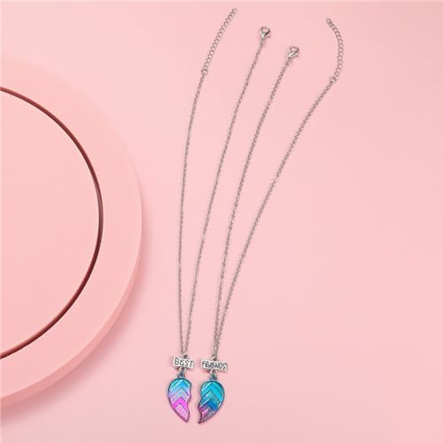 Venzina Best Friends Necklace For Girls And Women Half Heart Pendant Matching Friendship Necklace Set Necklace Jewellery For Girls Birthday Gift For Girls And Sisters - 2 Pcs