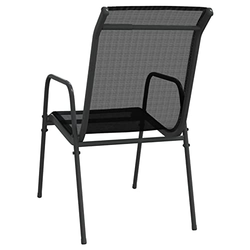 Chaises à dîner d'extérieur en acier noir et toile durable - 7