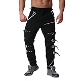 VATINNT Mens Cargo Trousers Streetwear Hip Hop Punk Cargo Pants Baggy Goth Trousers K013 Black 42