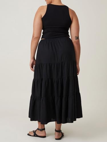 CHARTOU Women's Boho Cotton Tiered Maxi Skirt Elastic Waist Drawstring A Line Long Skirts Summer Beach Skirt4