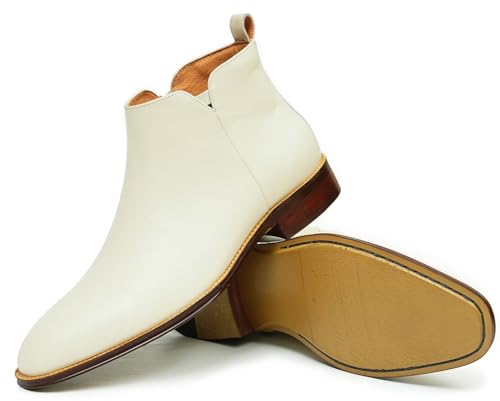 Santimon Chelsea Boots for Men Formal Dress Ankle Boots Fashion Comfortable Genuine Leather Plain Toe Double Zipper Chukka Boots Mens Business Causal Tuxedo Wedding Prom Winter Boots4