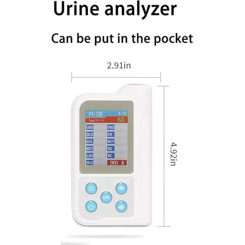 Cyfrowy analizator moczu – ręczny zestaw do badania moczu ze 100 paskami testowymi pH, 11 narzędziami do analizy, przechowuj 500 próbek do domu, podróży, szpitala i kliniki