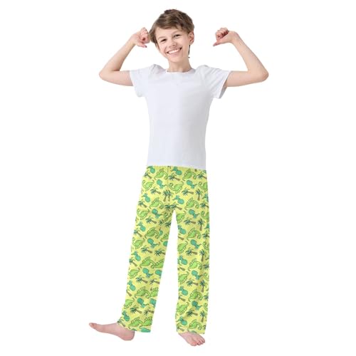 ZZXXB Dinosaur Palm Tree Boys Long Pants Soft Trousers Elastic Waist Kids Lounge Bottoms with Pockets S-XL2