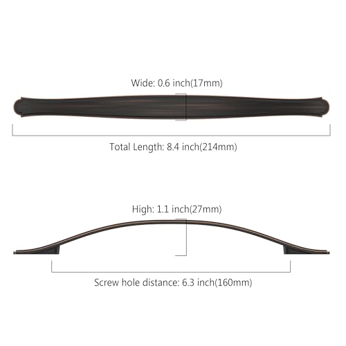 Image of Asidrama 10 Pack 6.3 Inch(160mm) Oil Rubbed Bronze Kitchen Cabinet Handles Cabinet Pulls Kitchen Cabinet Hardware for Cupboard Drawer Pulls