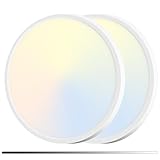 zemty 2Pack LED Flush Mount Ceiling Light, 15Inch 30W Dimmable Ceiling Lights Fixture, 5 Color Temperatures (3000K-6500K) White Round Ceiling Lamp for Bedroom, Kitchen, Hallway,Bathroom
