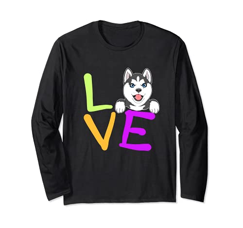 Love My Siberian Husky Dog Long Sleeve T-Shirt, Black