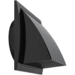Repa Market 6 Inch (150 mm) Black Exhaust Hood Vent with Rain Cover & Backdraft Damper/ABS Plastic Wall Duct Cap/Exterior Dryer Vent Outlet/Weatherproof Protective Grill/HVAC Exhaust Cover