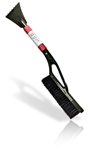 Glart 44ES Rasqueta de hielo profesional con cepillo para nieve, Negro/Rojo