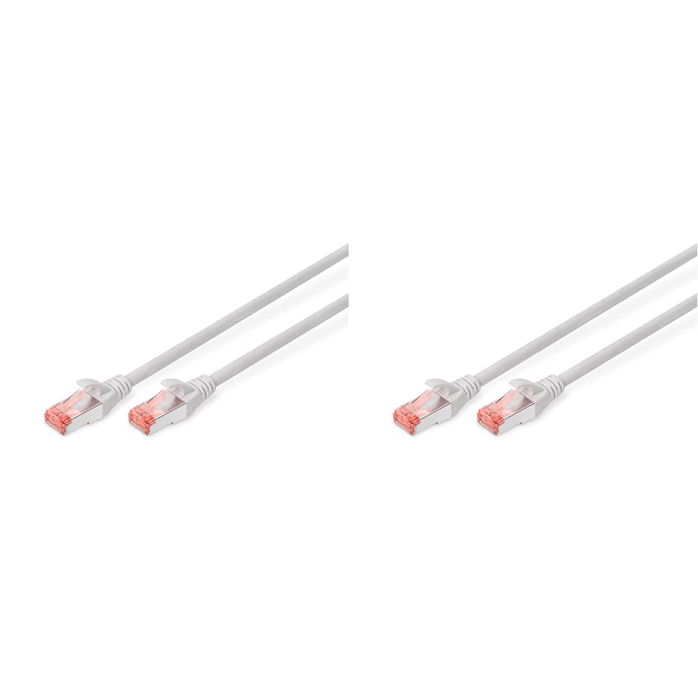 DIGITUS LAN Kabel Cat 6-5m - RJ45 Netzwerkkabel - S/FTP Geschirmt - Kompatibel zu Cat 6A & Cat 7 - Grau (Packung mit 2)