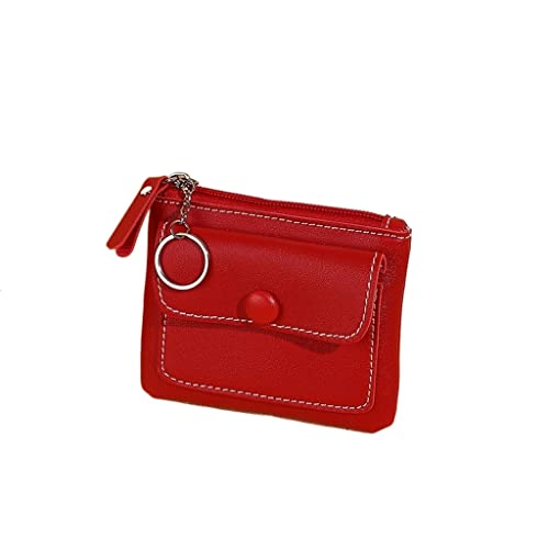 Ladies Zipper Cropped Wallet Card Holder Buckle Purse Key Case(Black)