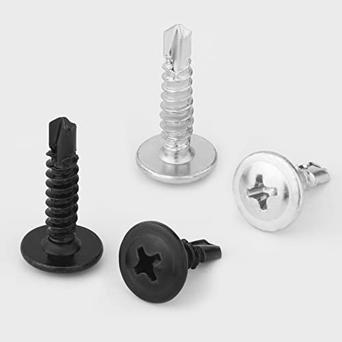 Metal Screws Self Tapping, 120Pcs Stainless Steel Screws Set Assorted Flat Head Self Drilling Screws For Wood Drywall Metal Plastic Panels Sheet Metal Screw Black And Silvery Size #8×1/2" And #8×3/4" #TOP2