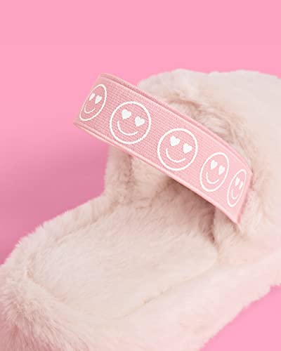 xo, Fetti Smile Strap Slippers, White Fur, Bachelorette Party Decorations, Birthday Sandals, Bridesmaid Gift, Birthday Party Favor4