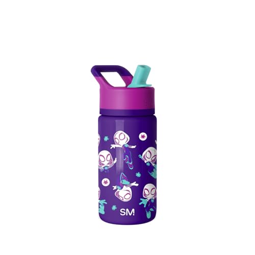 Simple Modern Marvel Kids Water Bottle with Straw Lid | 14oz Insulated Stainless Steel Kids Tumbler & Spill Proof Toddler Cup for School Girls Boys | Summit | Spider Gwen